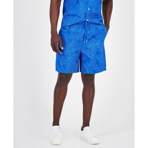 Armani Exchange Shorts Men's Princess Blue Cotton Palm-Print Drawstring KLSS125